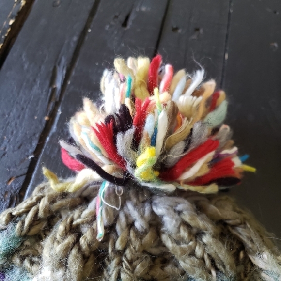 Boho Chunky Knit Beanie Women's One Size Colorful Multicolor Purple Ivory Fall - Picture 2 of 5